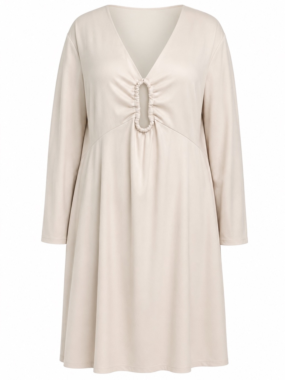 NWT Women’s Plus Size Donna Morgan Cream Keyhole Cutout Crepe Midi Dress Size 18
